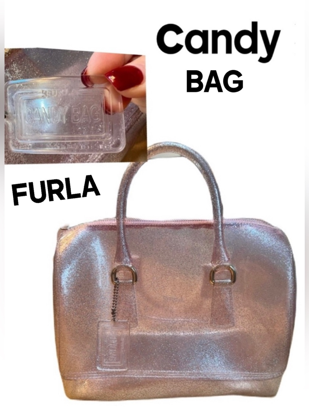 Furla Pink Candy Bag Glittering Satchel